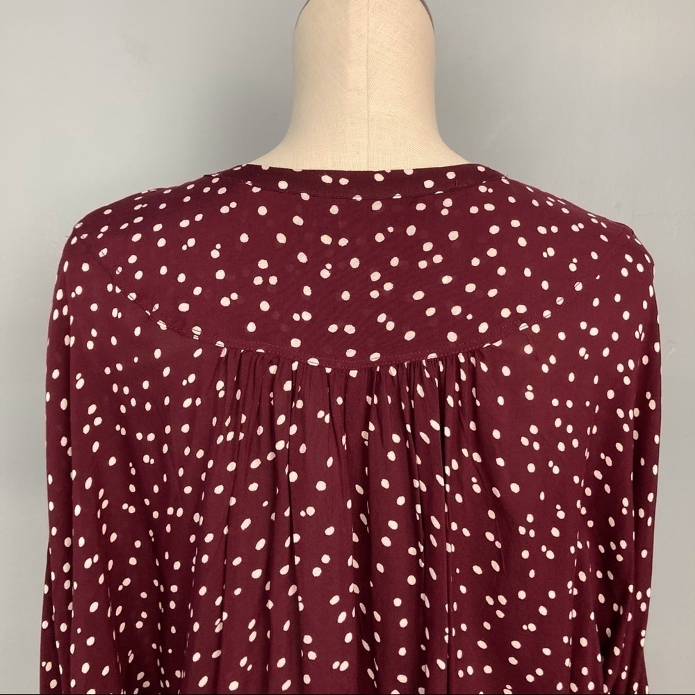 anthropologie Maeve Maroon Linden Polka Dot Blouse - Picture 10 of 15